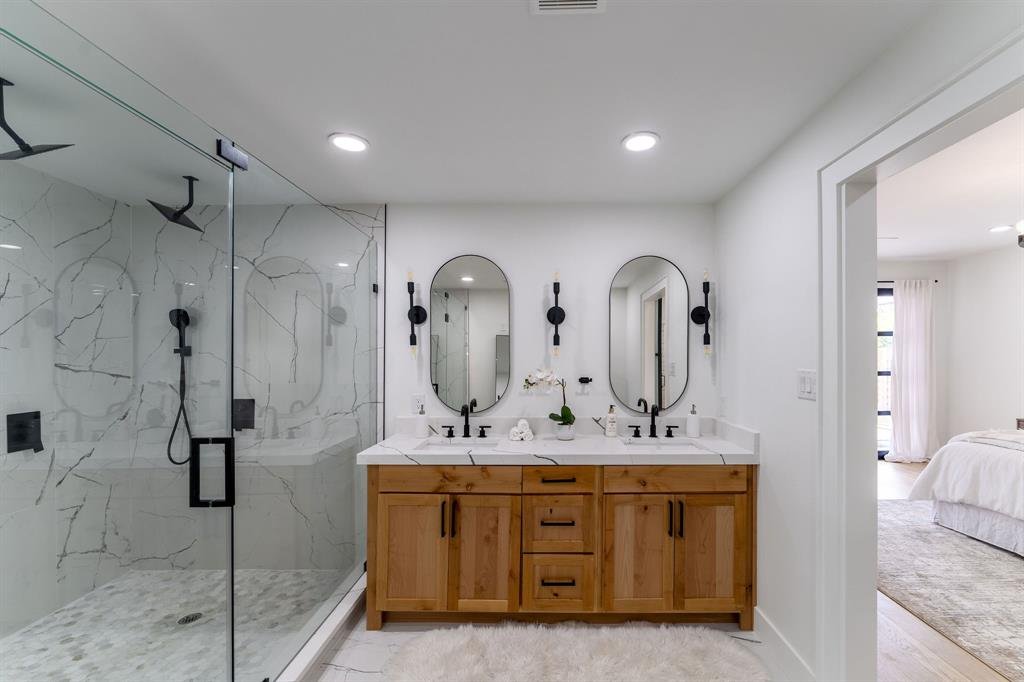 Master bathroom with marble shower